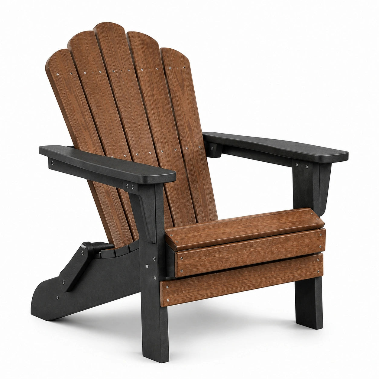Silla Adirondack de Madera y Plástico Reciclado Marrón/Negro