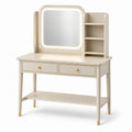 Tocador de MDF con espejo LED y estantes beige 100x40x130 cm