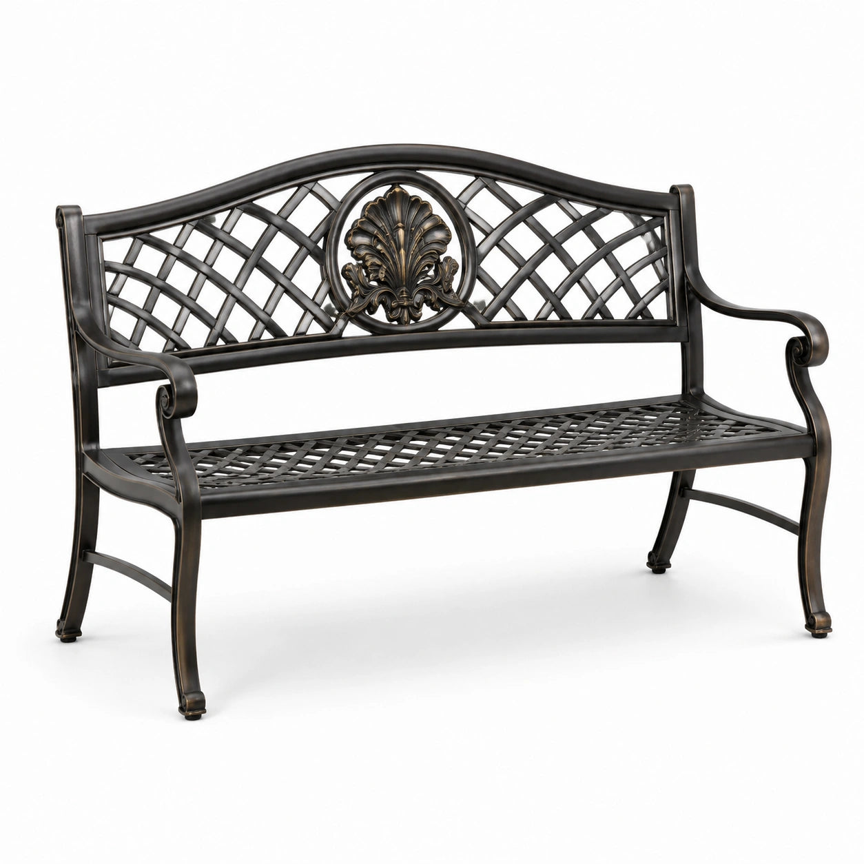 Banco de aluminio negro para exterior 128 cm
