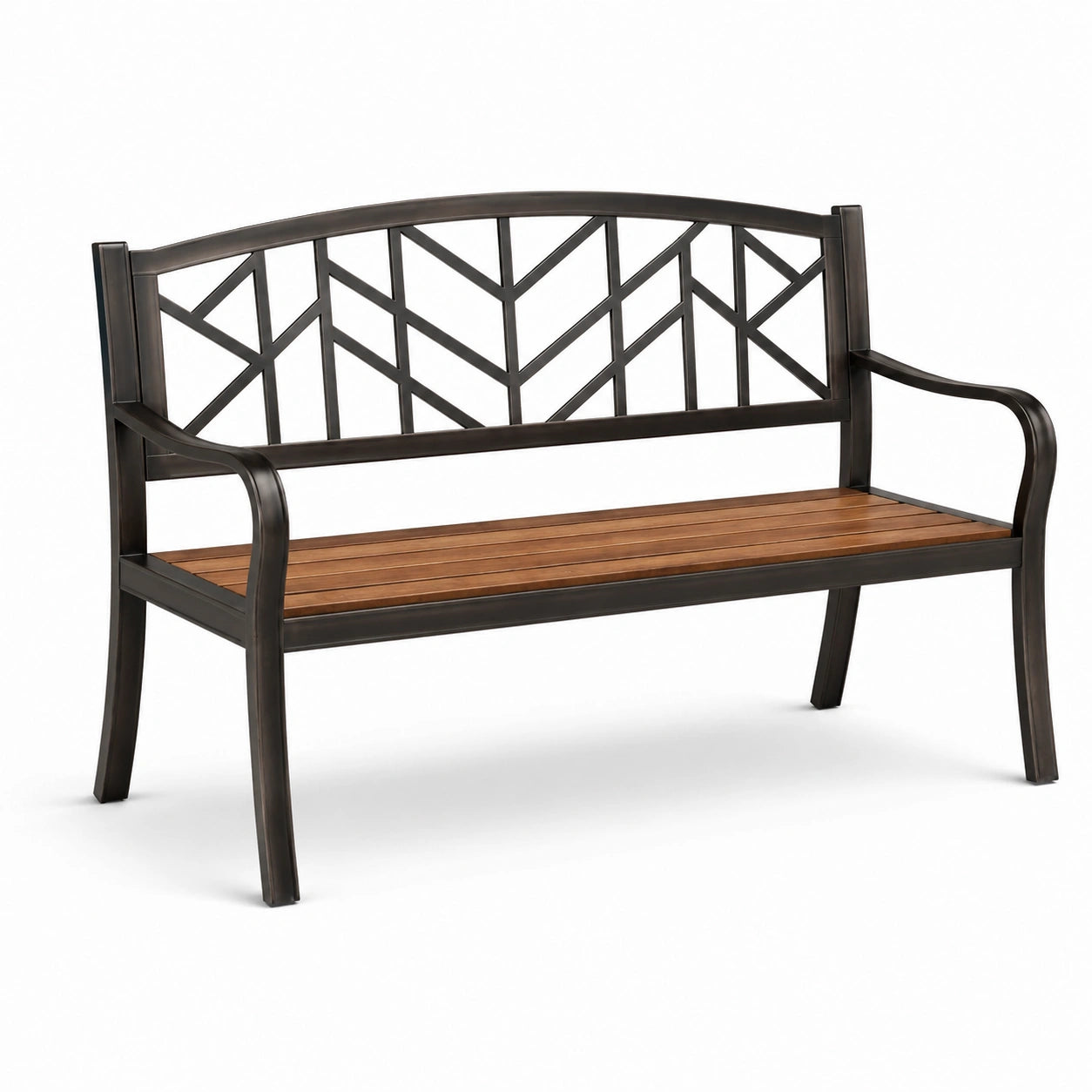 Banco de metal y madera para jardín 125x60x80 cm