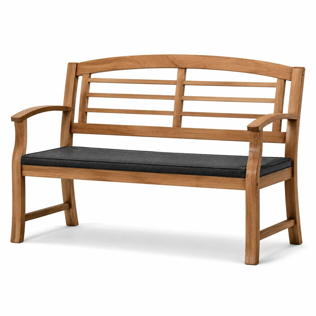 Banco de madera de teca con cojín gris oscuro 120 cm