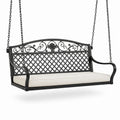 Columpio de metal con cojines beige 150 cm