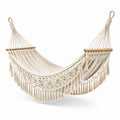 Hamaca de algodón con diseño de macramé crema