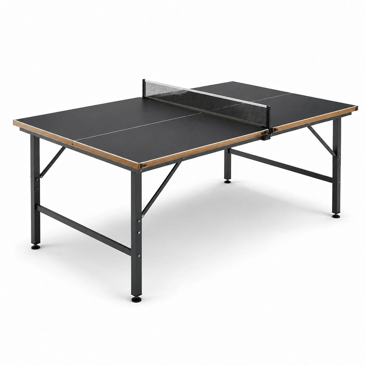 Mesa de ping-pong plegable de madera y metal negra